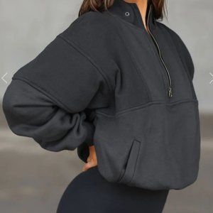 Joah Brown Retro Half Zip Black Hoodie